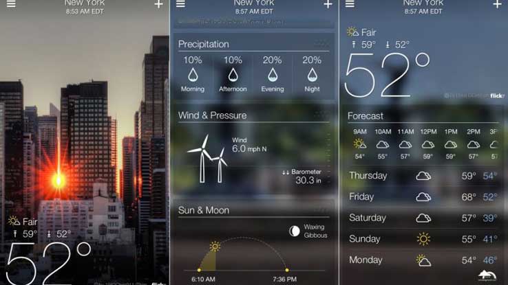 Ứng dụng thời tiết Yahoo Weather trên Android